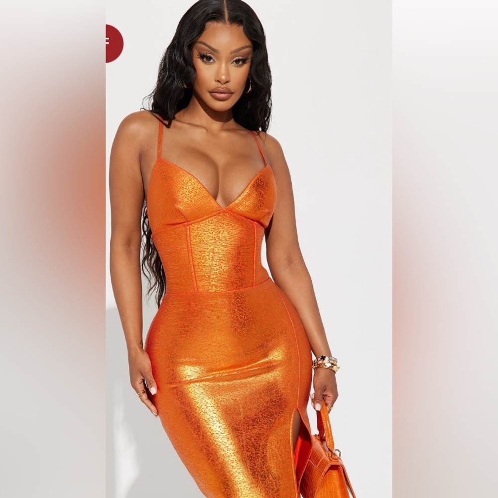 Ashley Metallic Bandage Maxi Dress from Fashion Nova